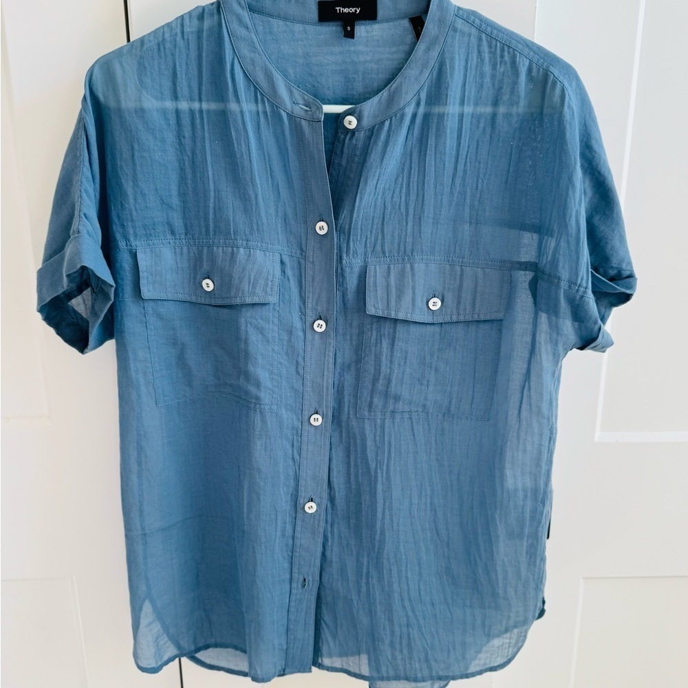 Theory Blue Casual Button Down Shirt